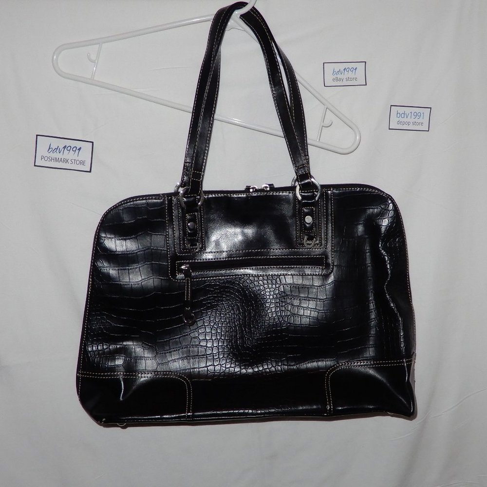 Croft & Barrow Exotic Julia Dome Tote laptop purse crocodile faux leather